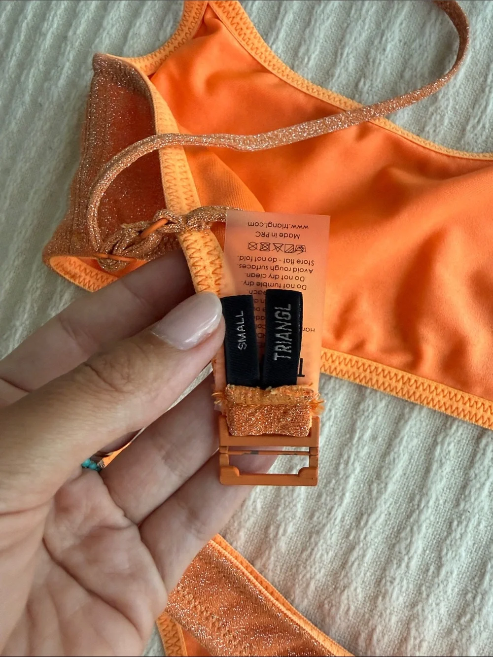 triangl swimwear gorgeous Orange Sparkle Two-Piece Bikini Set (Small)